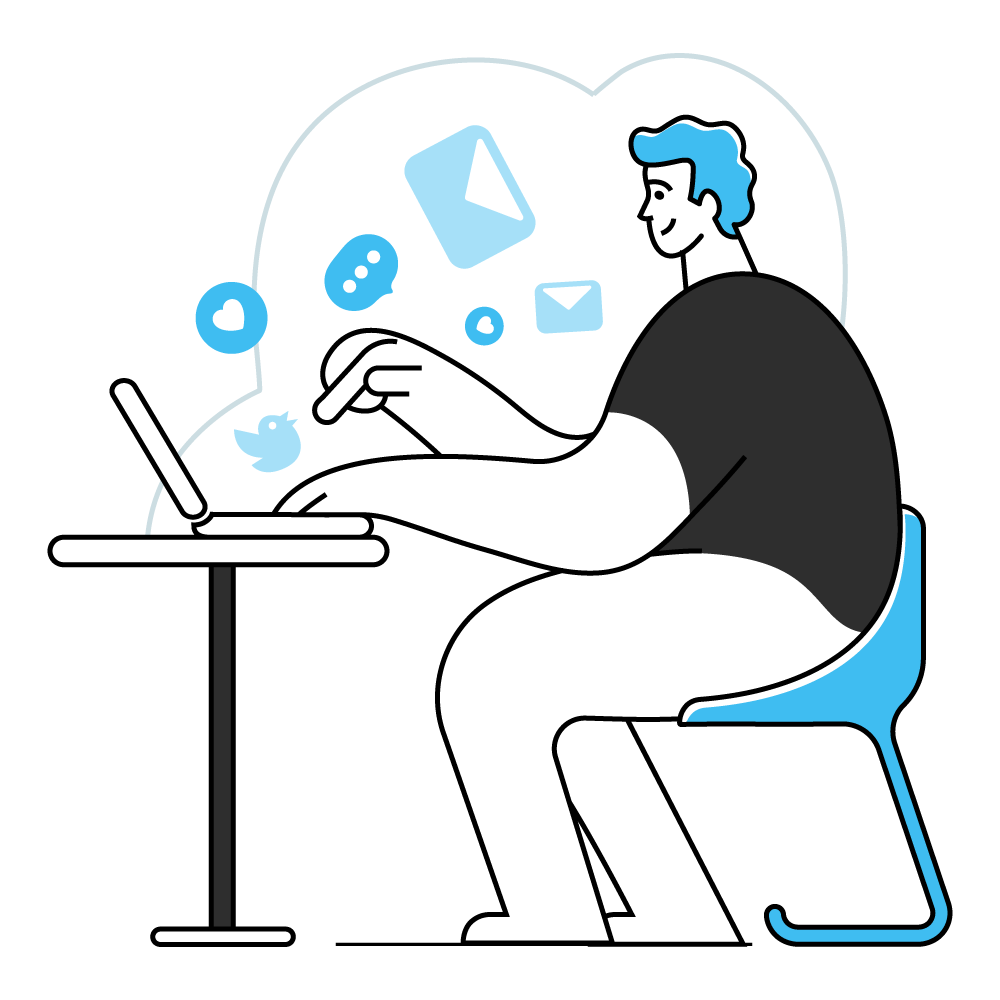 social media, startup, communication _ laptop, computer, man, work, publish, followers